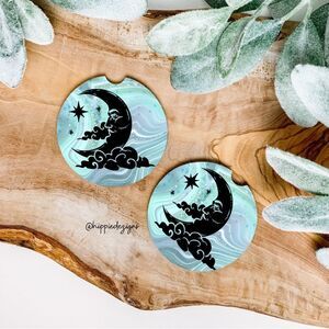 Lunar Clouds Moon Car Coasters 2 Pack
